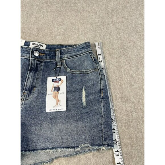 NWT Levi's Denizen High-Rise Jean Shorts Denim 3" Inseam size 4/W27 Fringe Hem - Picture 6 of 7